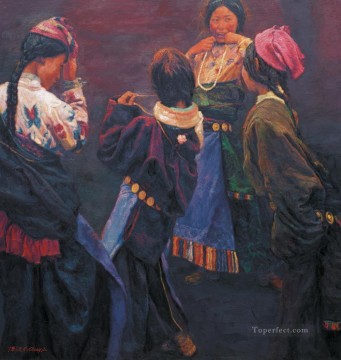tibetano Painting - Chica tibetana 2004 Chen Yifei Tíbet